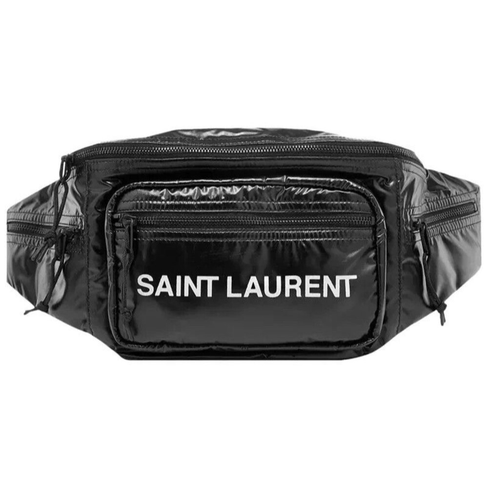 SAINT LAURENT Black Belt Bag Logo Nylon Ripstop Unisex